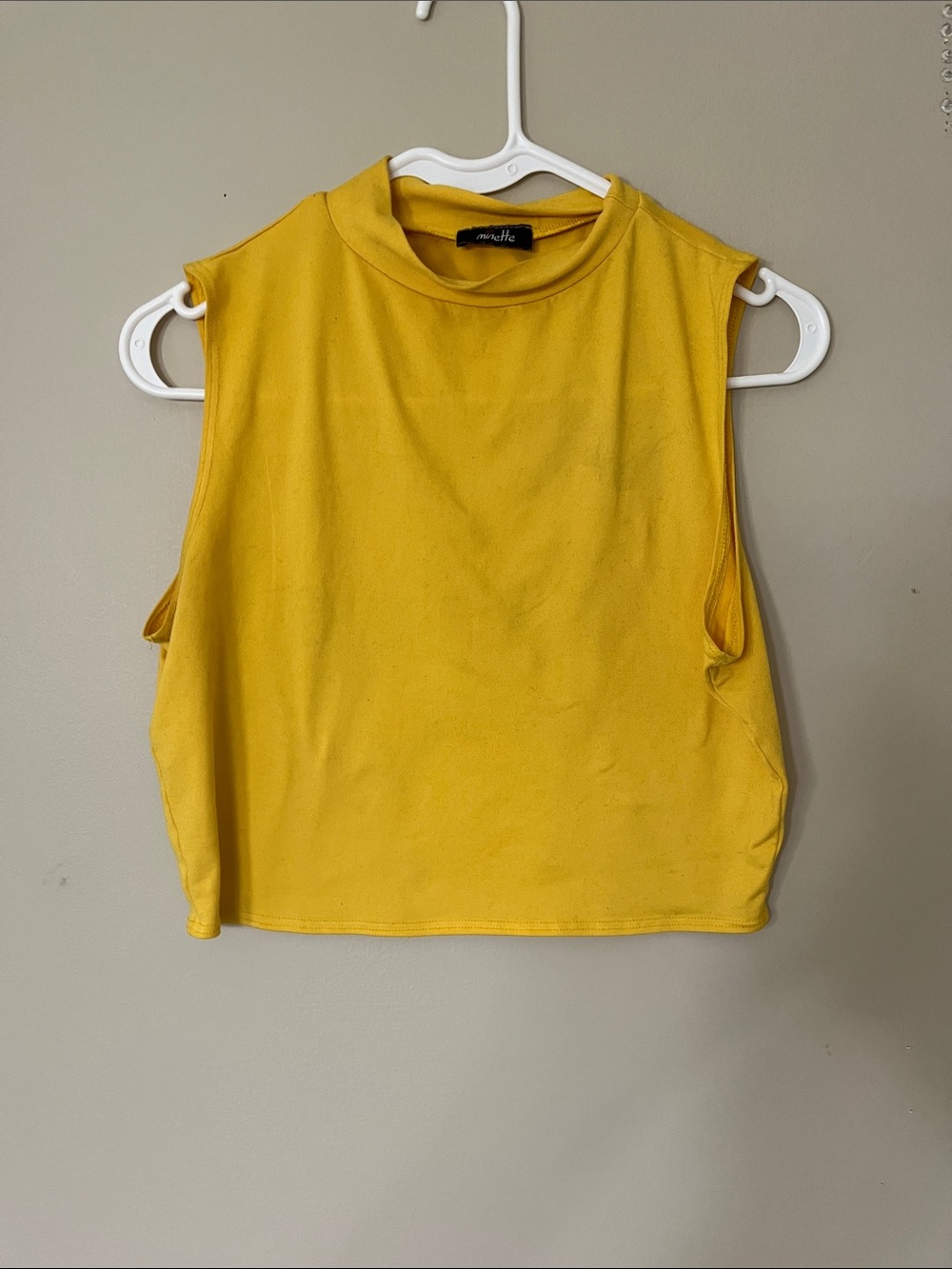 Muselette Yellow Mock Neck Crop Tank